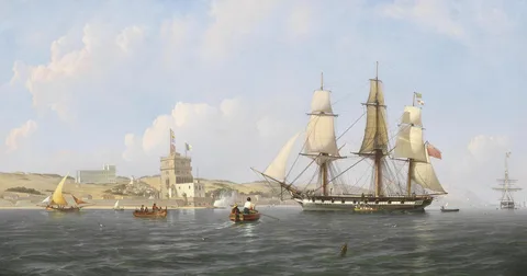 Joseph Schranz, An English frigate arriving in the Tagus off the Belem Tower