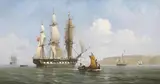 Joseph Schranz, An English frigate hove-to off the southern bank of the Tagus