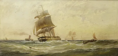 George Gregory, Running down the Channel in a fair wind as she clears the stern of the ferry