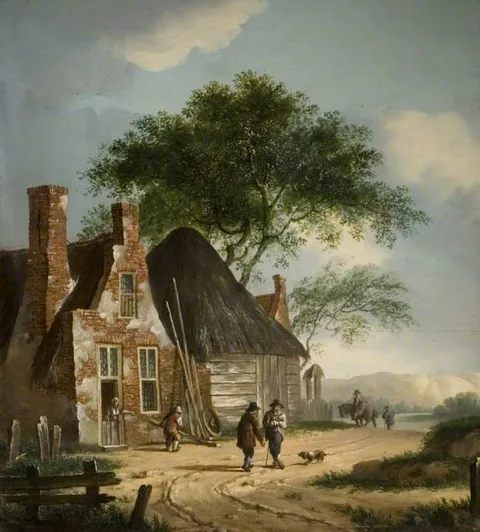 Fredericus Theodorus Renard, Landscape With Buildings And Figures