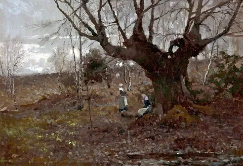 Sidney Grant Rowe, Landscape with Breton Ladies