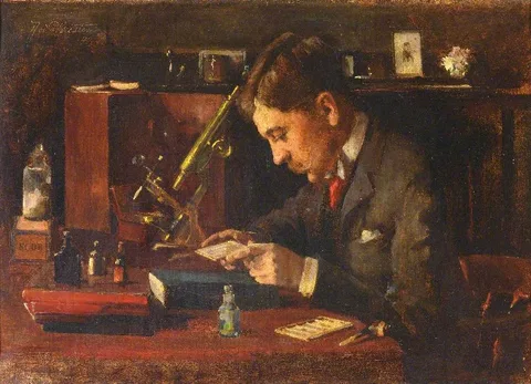 Rodolphe Christen, A Man Preparing Microscope Slides