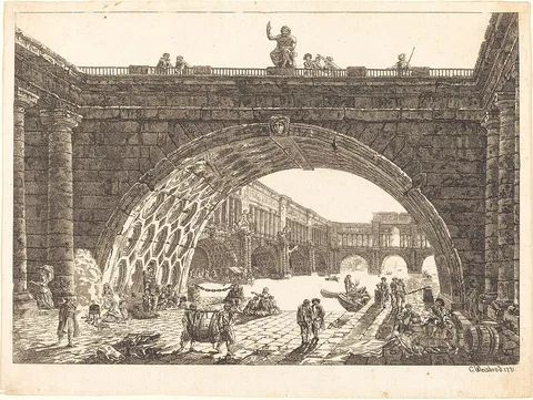 Carl Wilhelm Weisbrod, Architectural Fantasy of a Monumental Port