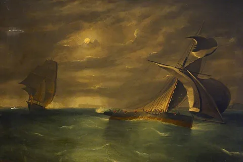 Frederick Tudgay, A frigate chasing a smuggling cutter