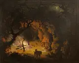 William Smith, Campfire Scene by Moonlight