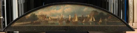 Johan Adolph Rust, Gezicht op de Hoge Sluis te Amsterdam, vanaf de Amstel Jachthaven