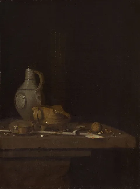Jan Fris, Still Life with a Stoneware Jar and a Brazier