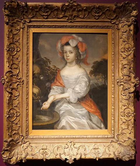 Jan van Rossum, Portrait of a Young Girl near a Fountain