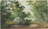 William Allen Wall, Landscape with Wooded Stream and Boulder