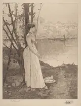 Clement Rollins Grant, Untitled (Lady by a Riverbank)