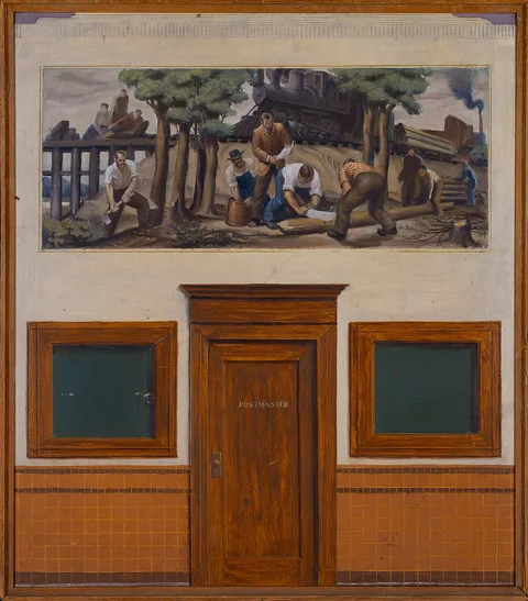 Joe H. Cox, Clearing the Right of Way (mural study, Garrett, Indiana Post Office)