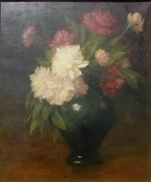 Albion Harris Bicknell, Still-life with Peonies in Vase
