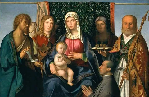 Boccacio Boccaccino, Virgin and Child with Saints and a Donor