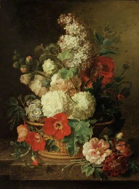 Cornelis van Spaendonck, A basket of flowers