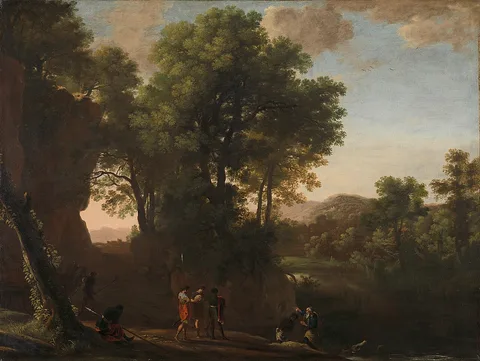 Hermann van Swanevelt, Landscape with the baptism of the eunuch