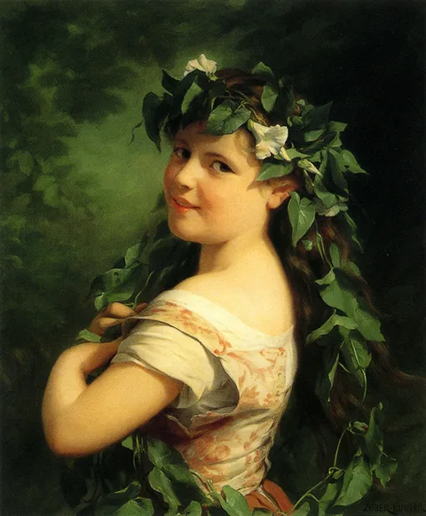 Fritz Zuber-Buhler, Girl with wreath.