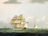 Henry Moses, The yacht 'Royal Sovereign' with the Duchess of Clarence on board, leaving Portsmouth to view the visiting Russian squadron anchored in Spithead, 8 August 1827