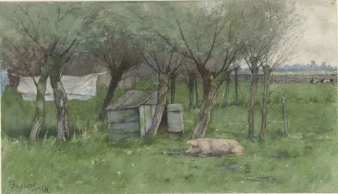 Nicolaas Bastert, Boerenerf met liggend varken