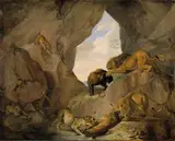 Carl Borromäus Andreas Ruthart, Wild Animals in a Mountain Gorge