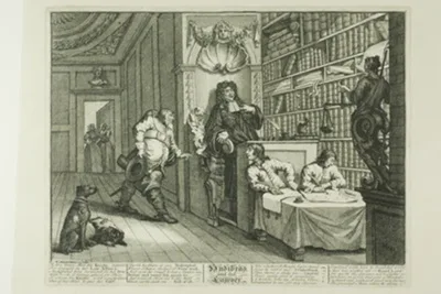a William Hogarth, Hudibras and the Lawyer, plate twelve from Hudibras