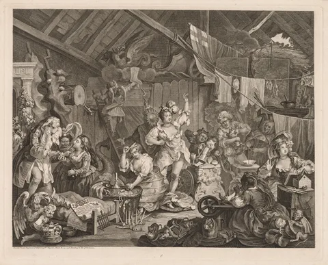 a William Hogarth, Strolling Actresses Dressing in a Barn