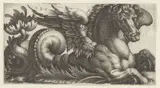 Giovanni Andrea Maglioli, Gevleugeld zeepaard met aan het einde van zijn staart een open blad waaruit twee stampers steken