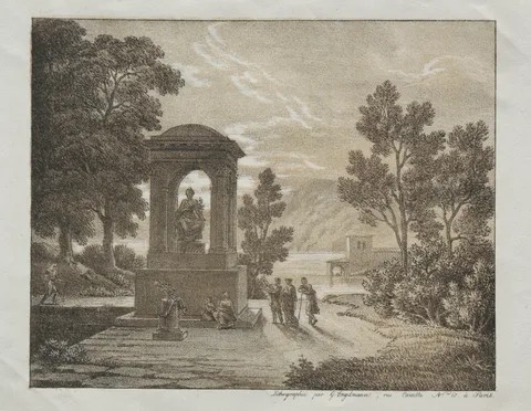 Godefroy Engelmann, Book of Lithograph Trials using different means of Drawing such as Crayon, Pen, Brush, and Wash:  A Landscape