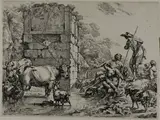Nicolaes von Berchem, Cow Drinking