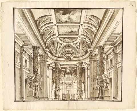 Pietro Gonzaga, Fantasy of a Great Hall with Basketweave Columns