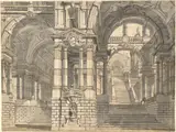 Pietro Gonzaga, Fantasy of Magnificent Courtyards and Loggie with a Monumental Staircase