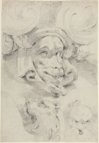 Pierre Puget, Ornamental Sketches with Grotesque Masks