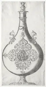 Mathis Zündt, Pear-shaped Bottle with Trophy of Arms