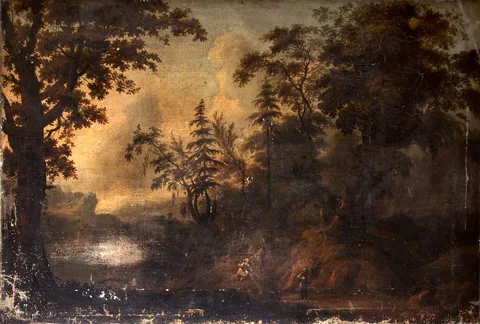 Gerard van Edema, Wooded Rocky Landscape with Figures