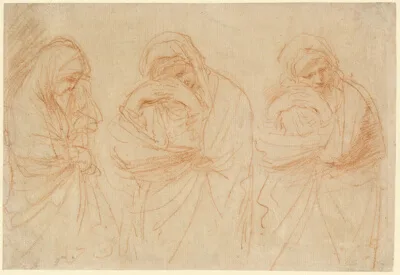 Giovanni Guercino, Madonna Mourning: Studies for the Entombment of Christ