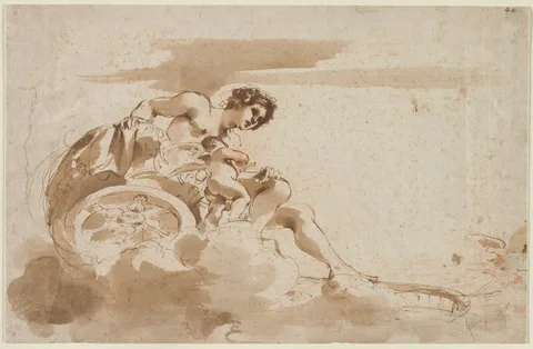 Giovanni Guercino, Venus and Cupid in a Chariot