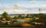 Anton Eduard Kieldrup, View at Ermelunden overlooking the Gentofte Church, Bernstorff Palace and Copenhagen