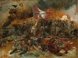 F. Cibot Enamel Plaque After Jean Louis Ernest Meissonier, The Defense of Paris