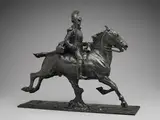 F. Cibot Enamel Plaque After Jean Louis Ernest Meissonier, Cuirassier with Drawn Sword