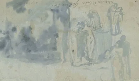 Gustav Dore, Schetsen van personen, waaronder een vrouwelijk naakt