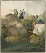 Maximilian Johann Georg von Dillis, A Royal Party Admiring the Sunset atop the Hesselberg Mountain