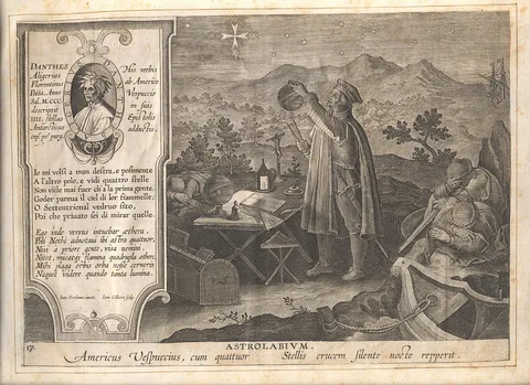 Jan II Collaert, Amerigo Vespucci discovering the southern cross with an Astrolabium