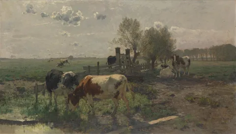 Prof. Hermann Baisch, Dutch pastures, morning