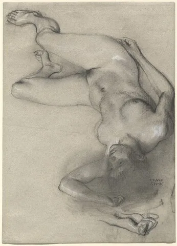 F. Stuck, Nude Woman Lying on the Ground