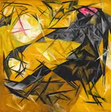 Natalja Gontscharowa, Cats (rayist percep.[tion] in rose, black, and yellow)