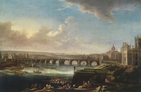 Alexander Thiele, View of Dresden with the Augustus Bridge