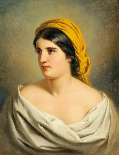 Anton Ebert, Portrait of a Woman with Yellow Headscarf