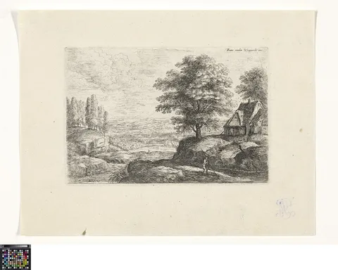 Lukas van Uden, Landscape with a man carrying a staff