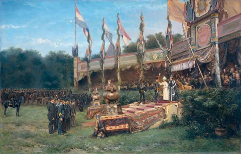 Johan Mari ten Kate, Uitreiking van het Lombokkruis door Koningin Wilhelmina op het Malieveld in Den Haag, 6 juli 1895