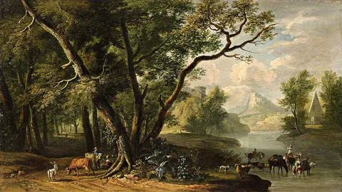 Dirk Dalens, Mountain landscape with shepherds