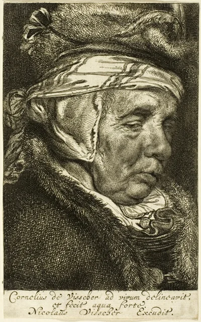 Cornelius Visscher, Head of an Old Woman (so-called portrait of Visscher's mother)